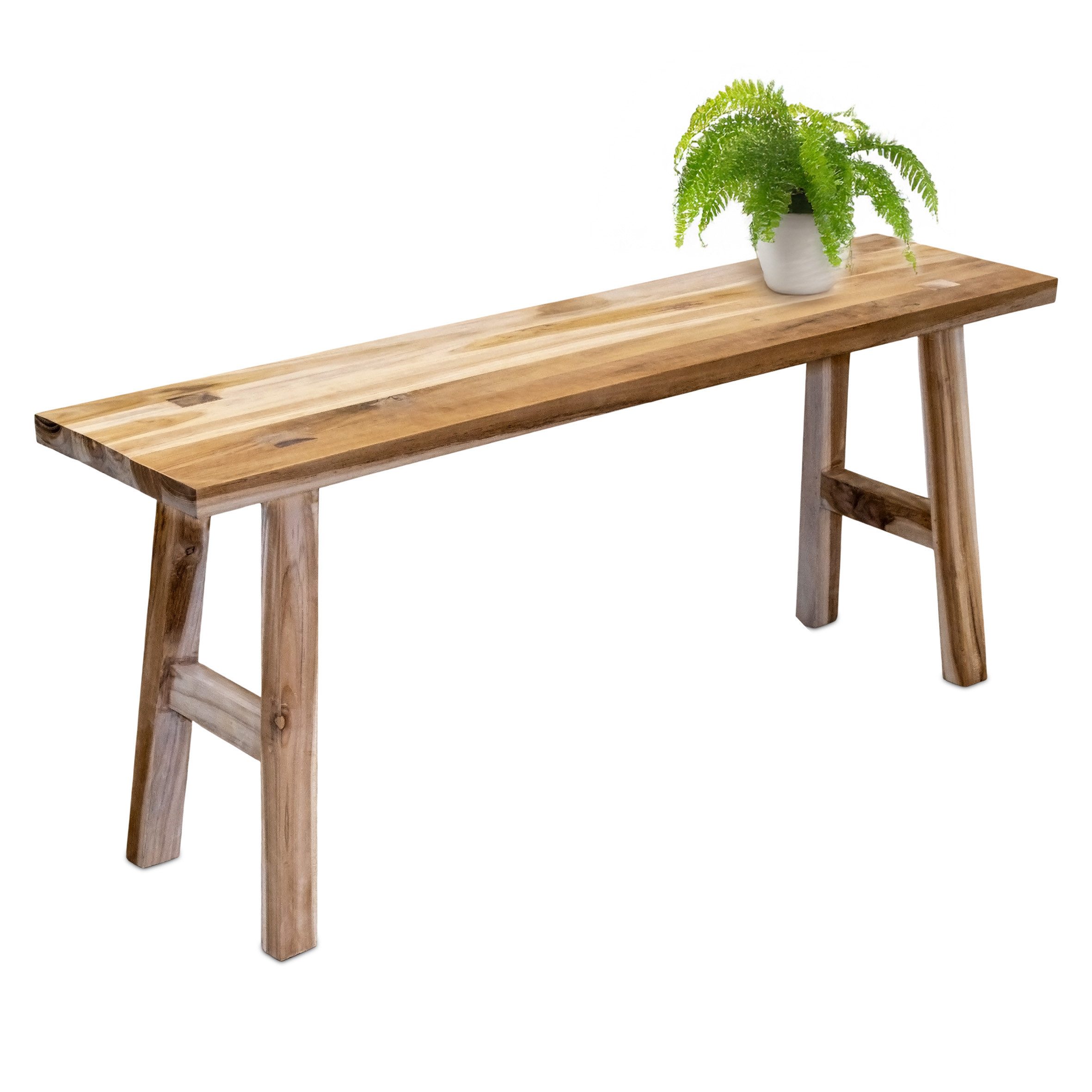 Spetebo Blumenhocker Teakholz Blumensitzbank natur rechteckig (Anzahl, 1 St., Stück), Vielseitig einsetzbar