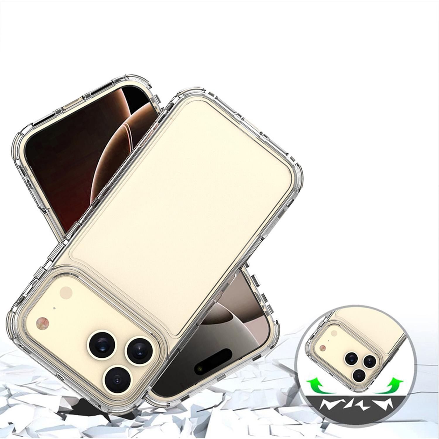 Wigento Handyhülle Für Apple iPhone 17 Pro Max TPU Acryl Hybrid Schutz Hülle Transparent, Hybrid Hülle mit verstärktem Kantenschutz – Bild 5 von 5
