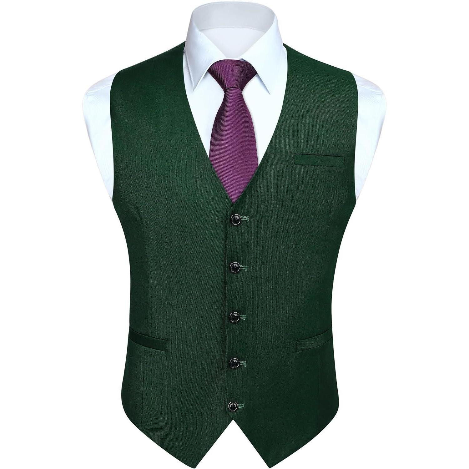 LuxusKollektion Krawatte Weste Herren Formale Hochzeit Party Baumwolle Einfarbig XS Waldgrün