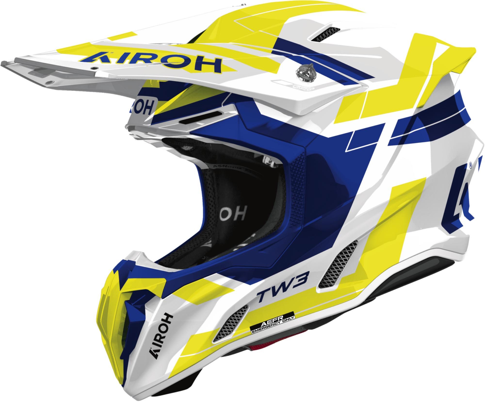 Airoh Motocrosshelm Twist 3 Dynasty Motocross Helm, vorbereitet für Kommunikationssystem,Notfallsystem-Polsterung (EQ