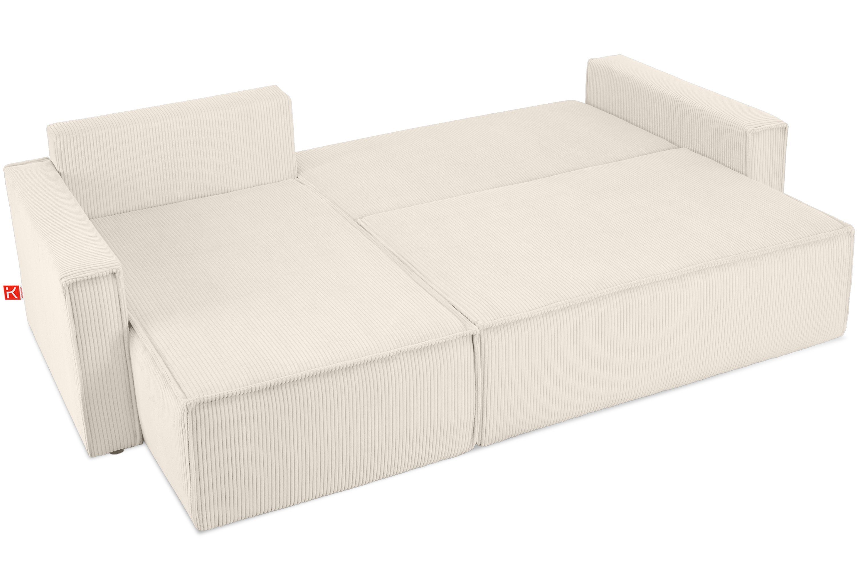 NAPI mit in in hergestellt Ecksofa Konsimo Schlaffunktion, links Cord-Stoff Friendly rechts, oder Pet EU, der ecru Universal-Ecksofa