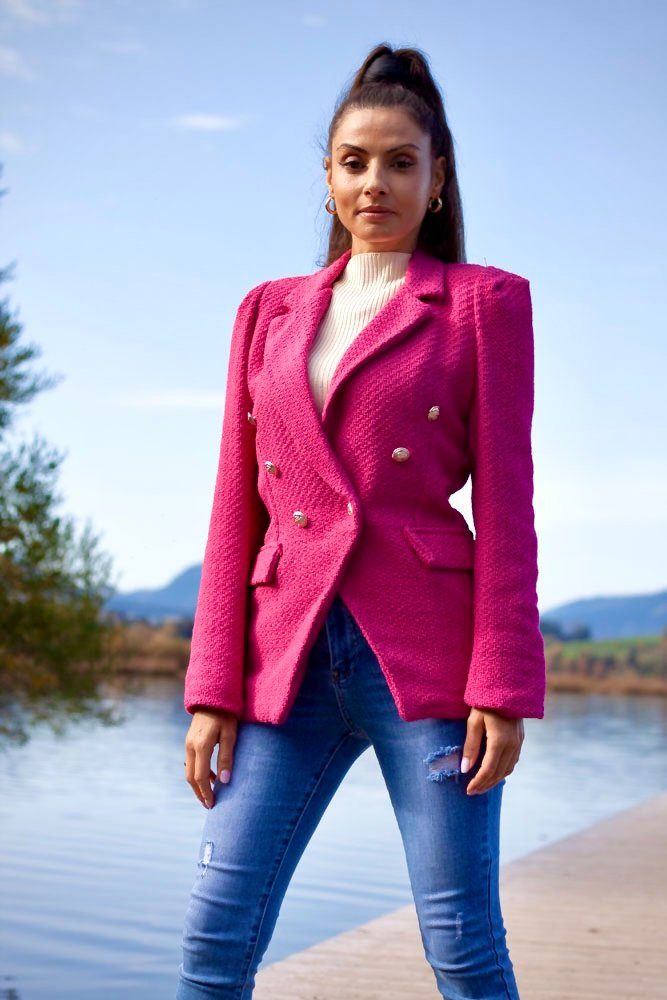 Lelü Fashion Kurzblazer Zweireihiger Boucle´-Blazer aus günstig online kaufen