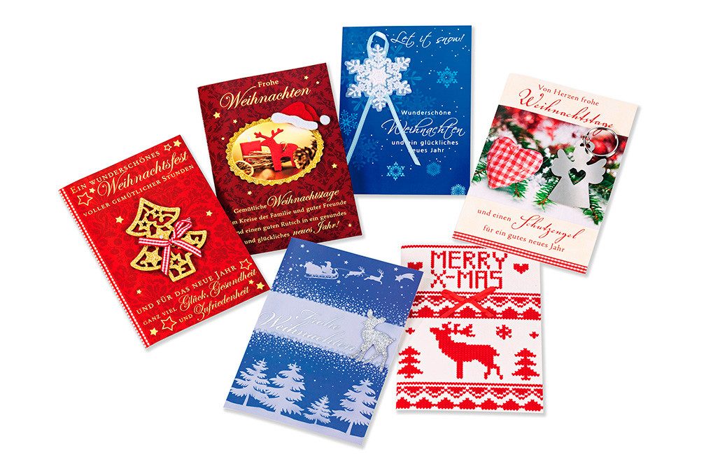 Grußkarten Weihnachten GrußkartenPackung 6 Karten im Format 115x17cm mit Briefu