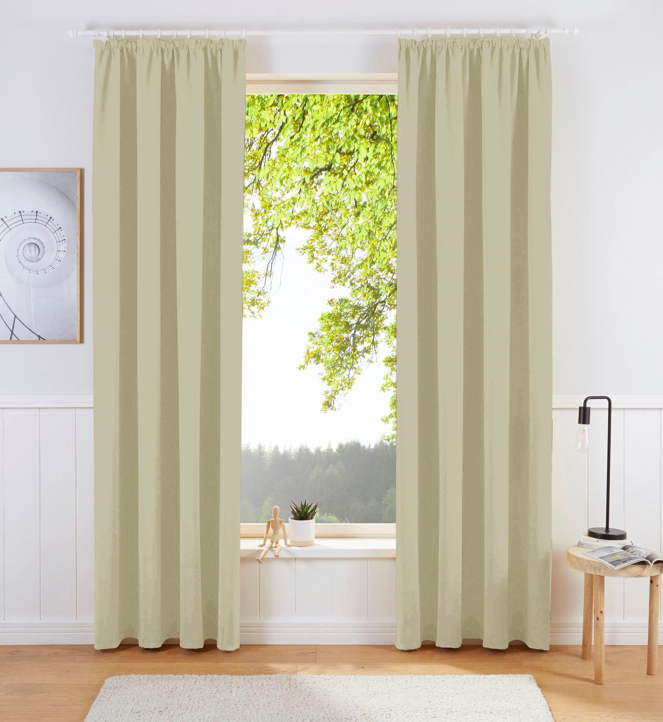 OTTO home Vorhang SOLA, Kräuselband, 1& 2er Pack, blickdicht/verdunkelnd, Topseller! (1 St), Kräuselband, verdunkelnd, Polyester, Breite:130 cm, 1 Schal, einfarbig, Verdunkelung
