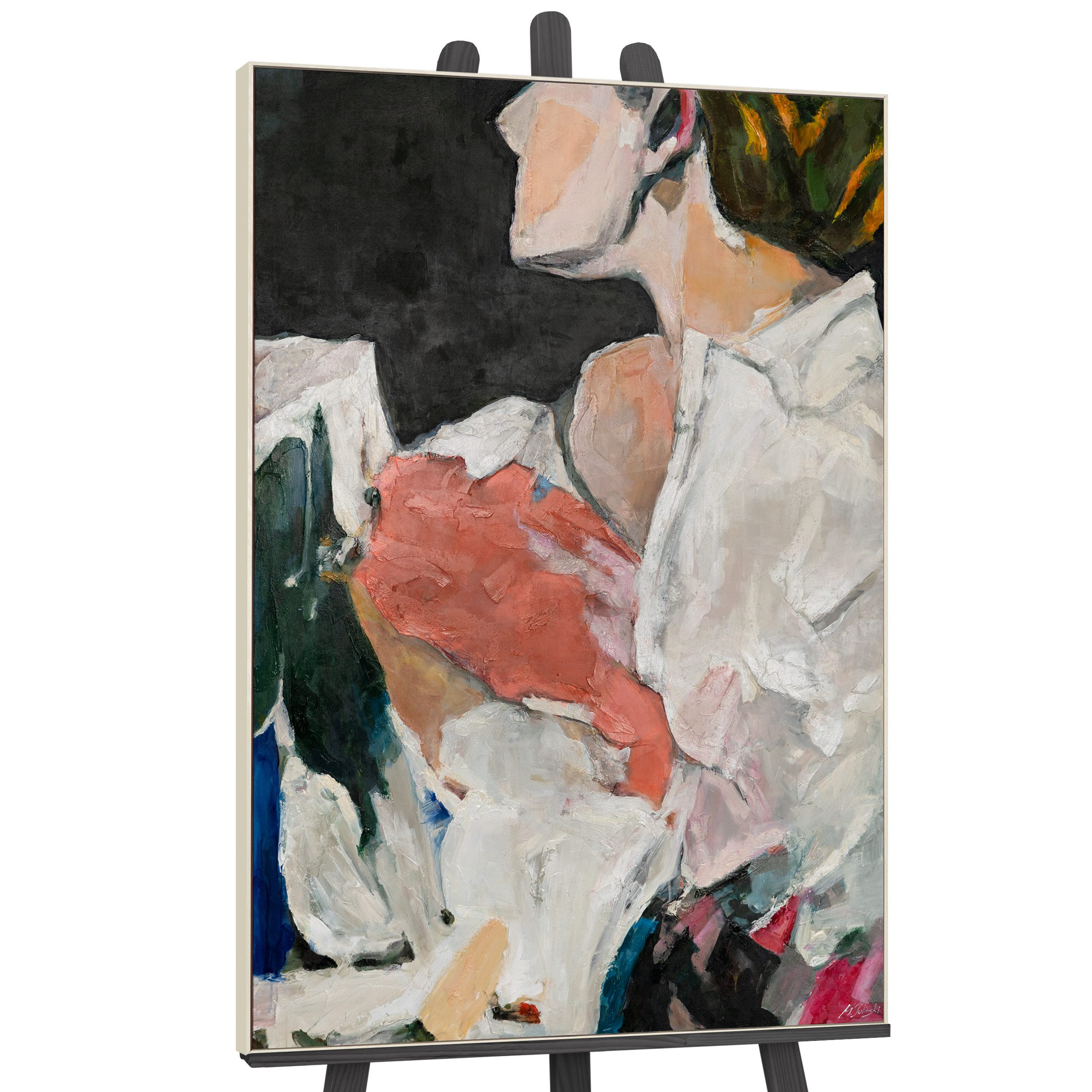 YS-Art Handgemaltes Acrylbild Auf Leinwand | Abstraktes Gemälde „Südquartier“ Mit Rahmen | Moderne Wandkunst Für Wohnzimmer & Schlafzimmer