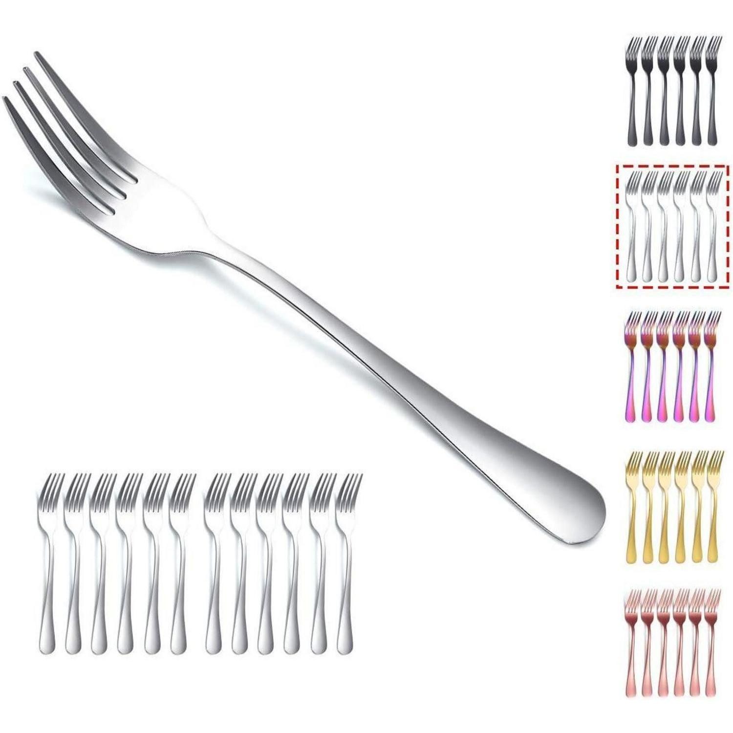 LuxusKollektion Salatbesteck Tafelgabeln Edelstahl 20.8cm 12er spülmaschinenfest 2. 12 Stück Silber