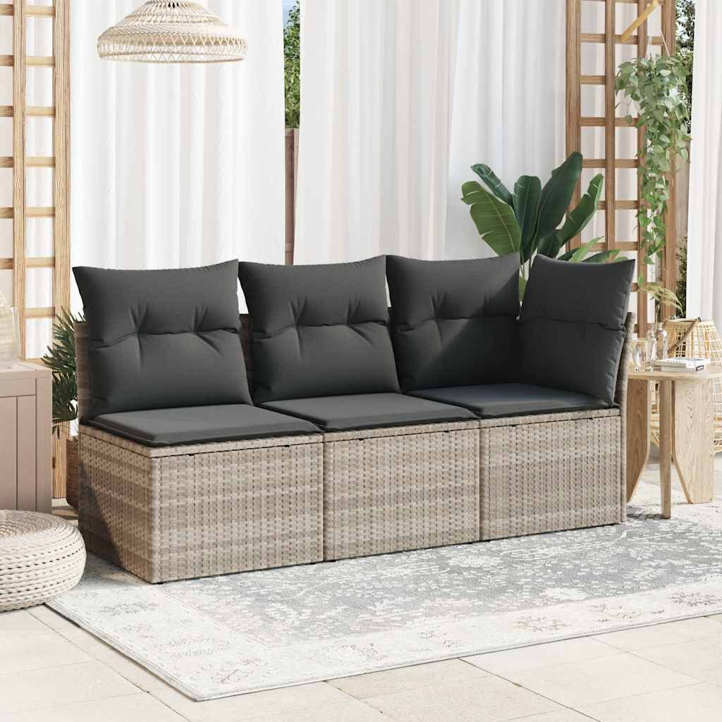 vidaXL Loungesofa Garten-Ecksofa mit Kissen Hellgrau Poly Rattan, 1 Teile