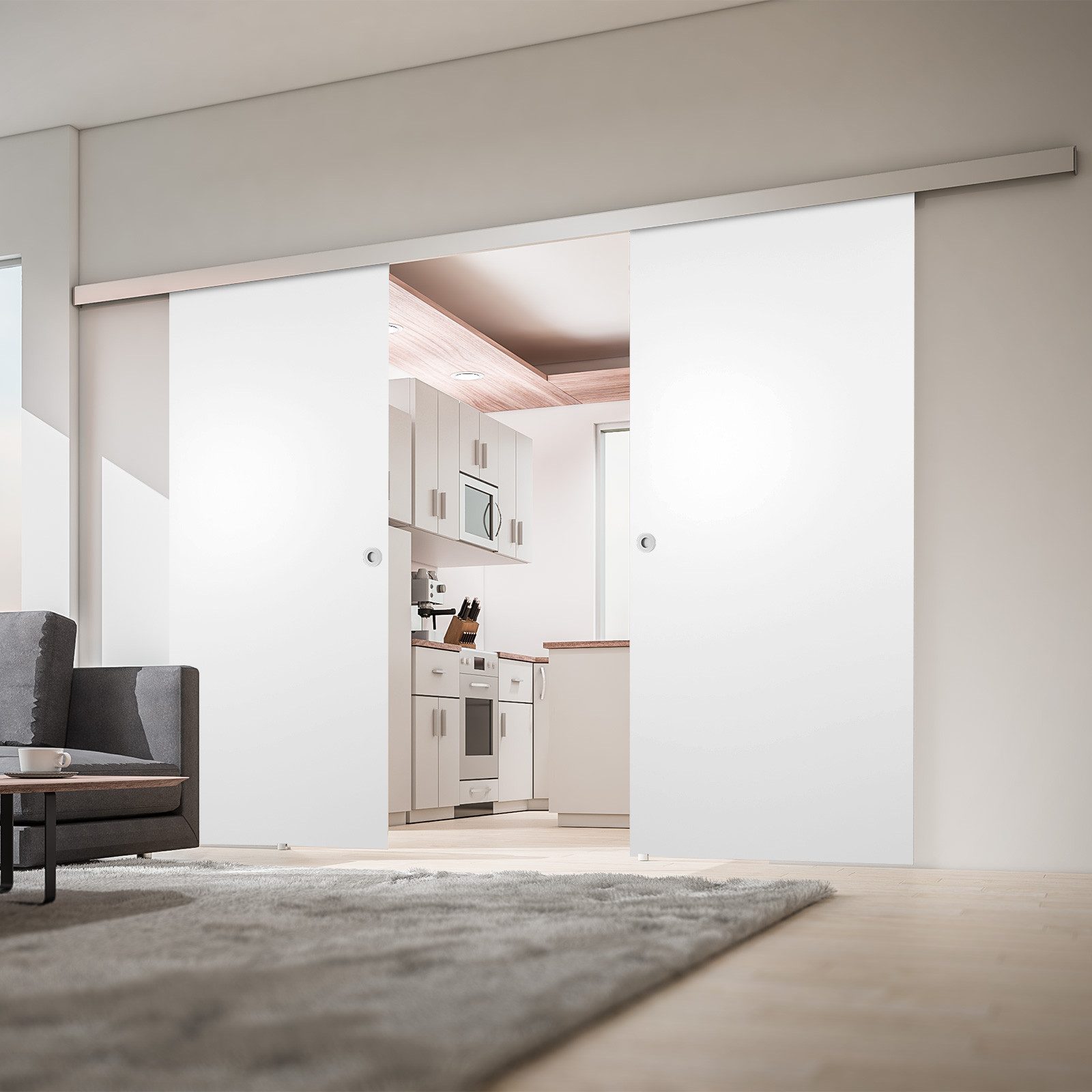 inova wohnen Doppelschiebetür Holzschiebetür Weiß, Größenauswahl (Komplett günstig online kaufen