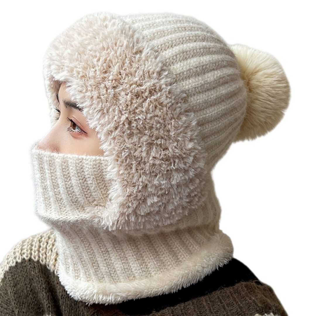 nsihing Sturmhaube 3 in 1 Beanie Mütze für Damen,Strick Sturmhaube Winddicht Wintermütze