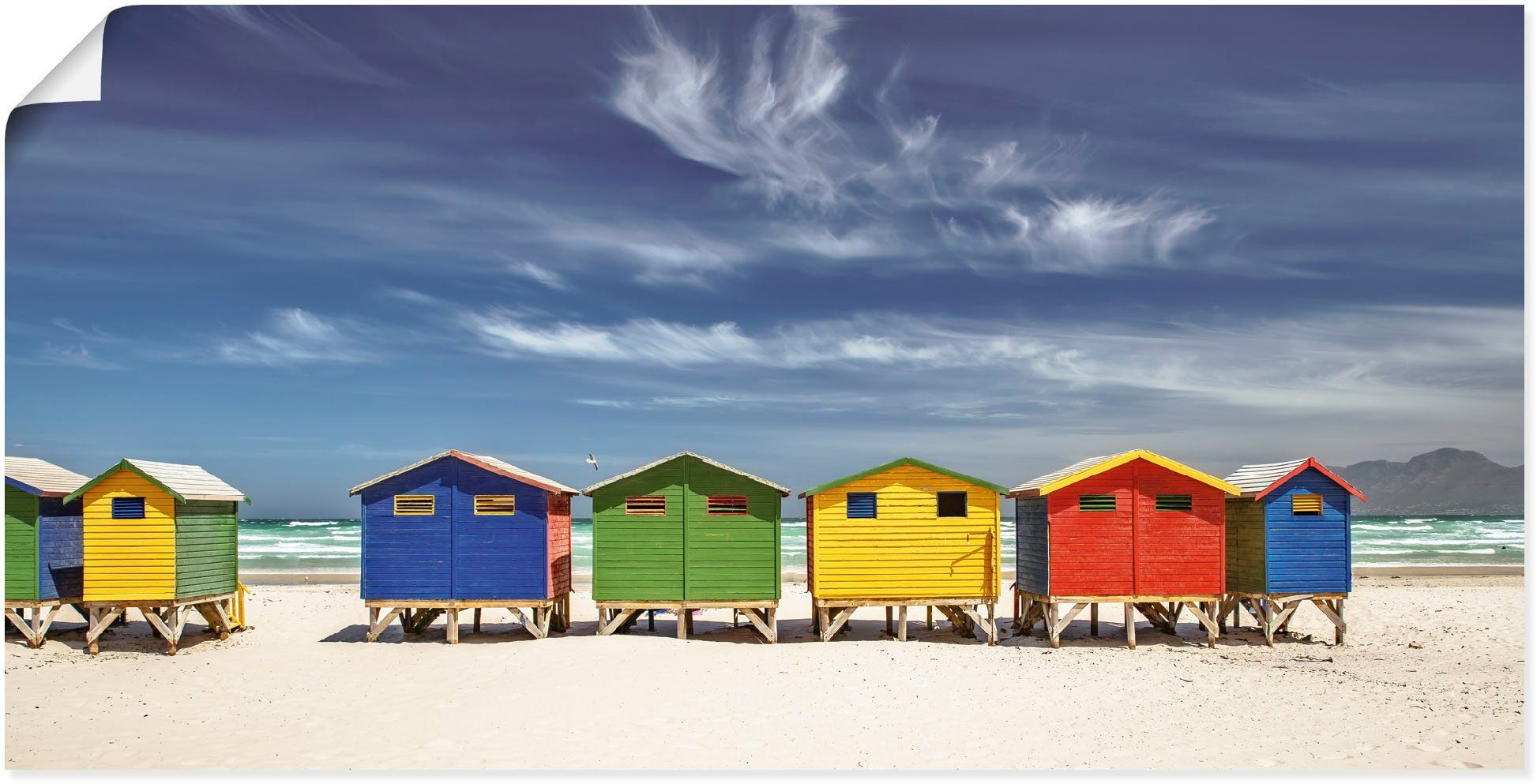 Artland Wandbild Bunte Strandhäuser bei Kapstadt, günstig online kaufen