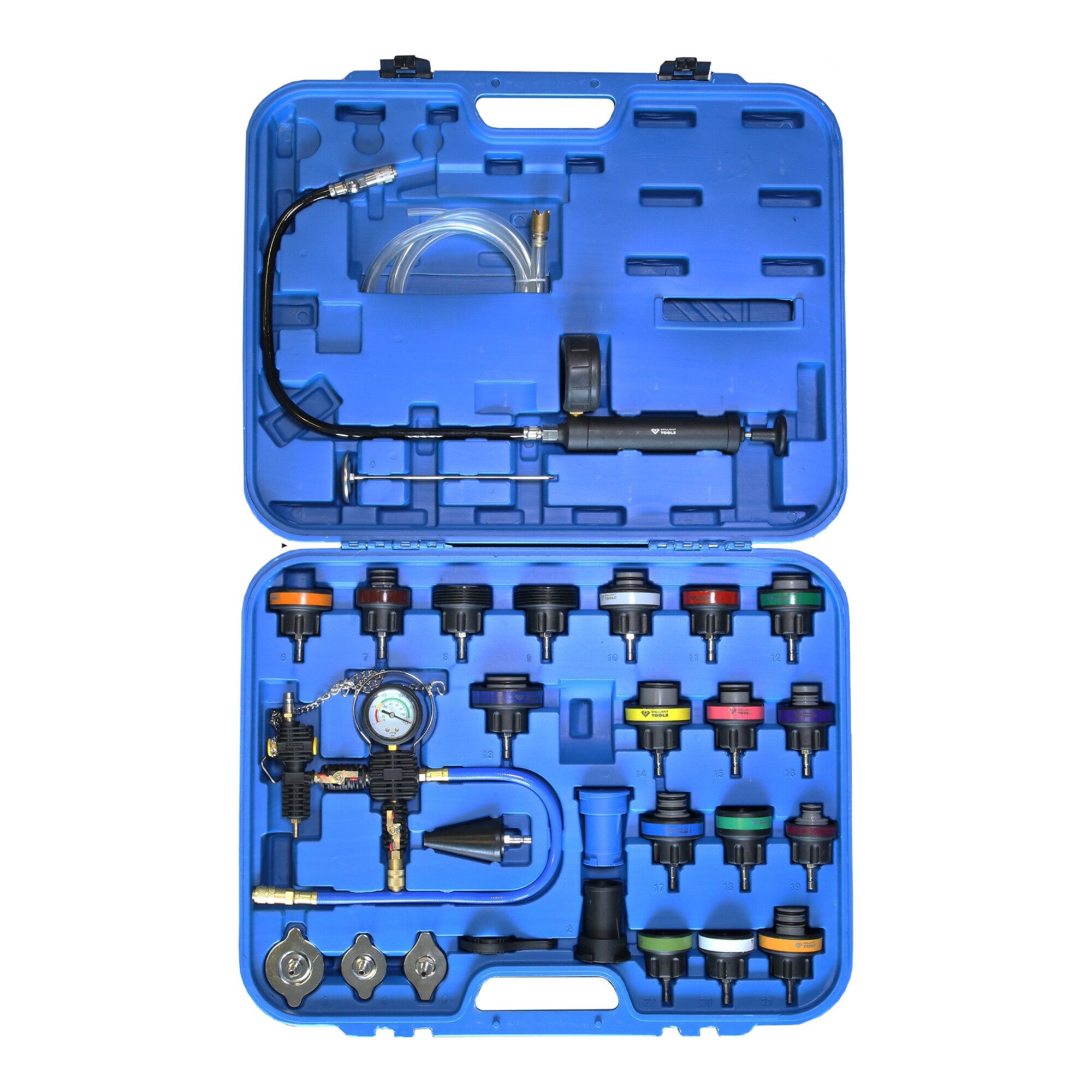 Brilliant Tools Kompressor Brilliant Tools Master Kühlsystem-Diagnose-Satz, 28-tlg