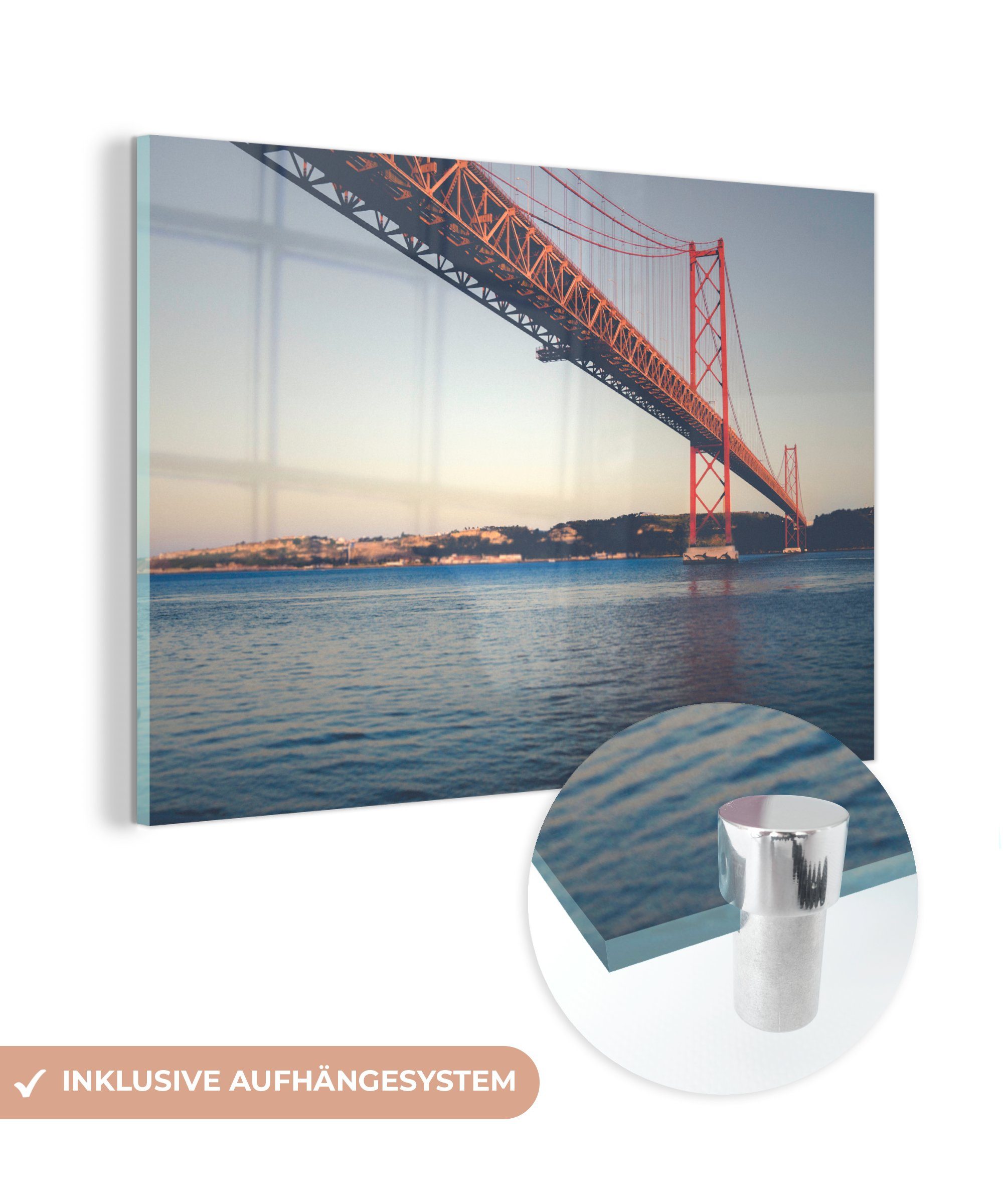 - Acrylglasbilder Wohnzimmer MuchoWow Schlafzimmer (1 St), Portugal - Meer, Brücke Acrylglasbild &