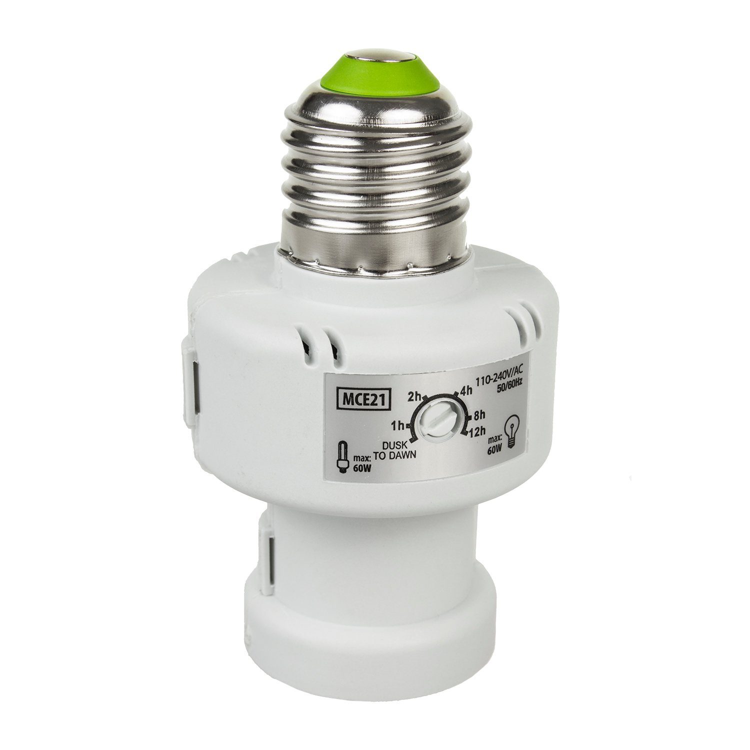 Maclean Lampenfassung MCE21 E27 Lampenfassung mit Dämmerungssensor & Timer 100W, (1-St), Automatische Lichtsteuerung für Flur, Keller und Garage