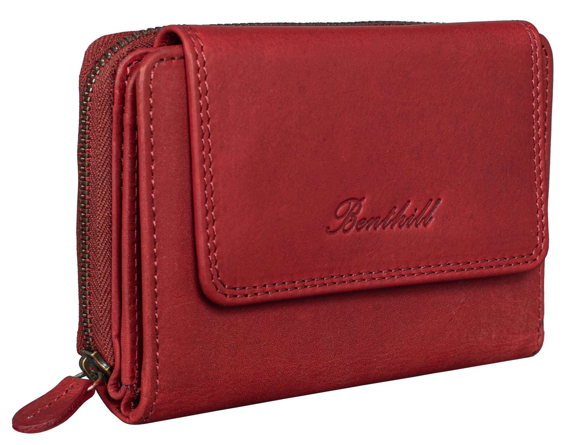 Benthill Geldbörse Damen Echt Leder RFID Geldbeutel viele Kartenfächer Port günstig online kaufen