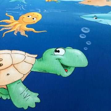 Kinderbettwäsche Lustige Meerestiere, ESPiCO, Renforcé, 2 teilig, Digitaldruck, Fische, Schildkröte, Schatz
