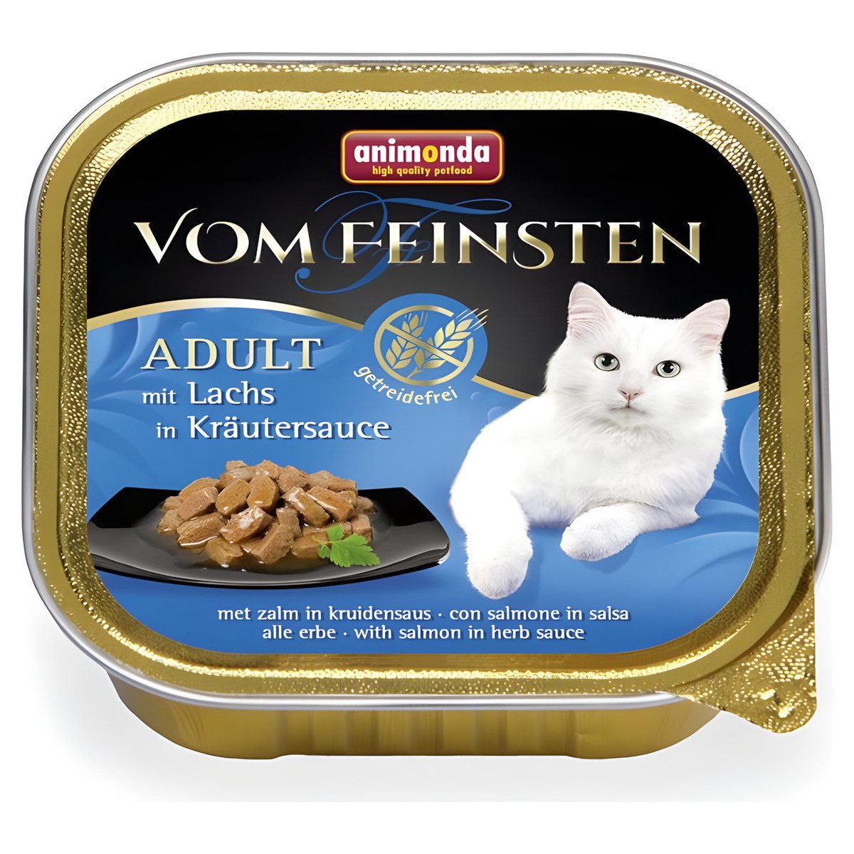 Animonda vom Feinsten mit Lachs in Kräutersauce 100 g - 32 Stück, Nassfutter für: Katze