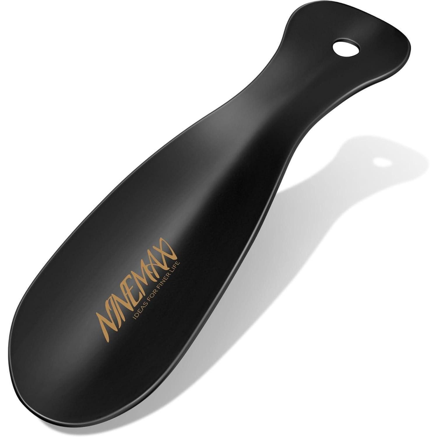 LuxusKollektion Schuhlöffel Schuhlöffel Schuhanzieher Metall 19cm Reise Schwarz Silber