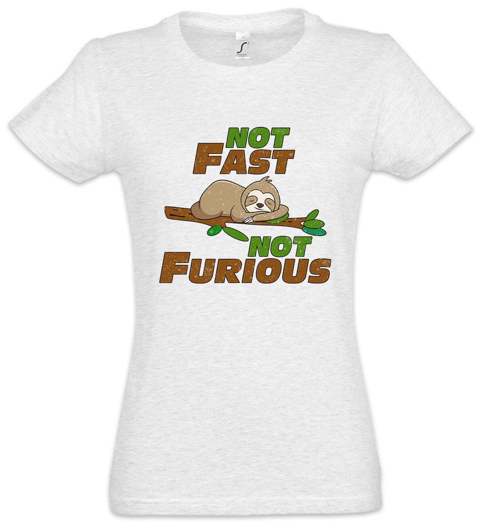 Urban Backwoods Print-Shirt Not Fast Not Furious Damen T-Shirt Faultier Faulenzer Schlafen Lazy (1-tlg) Mittagsschlaf Siesta Fun Sleep
