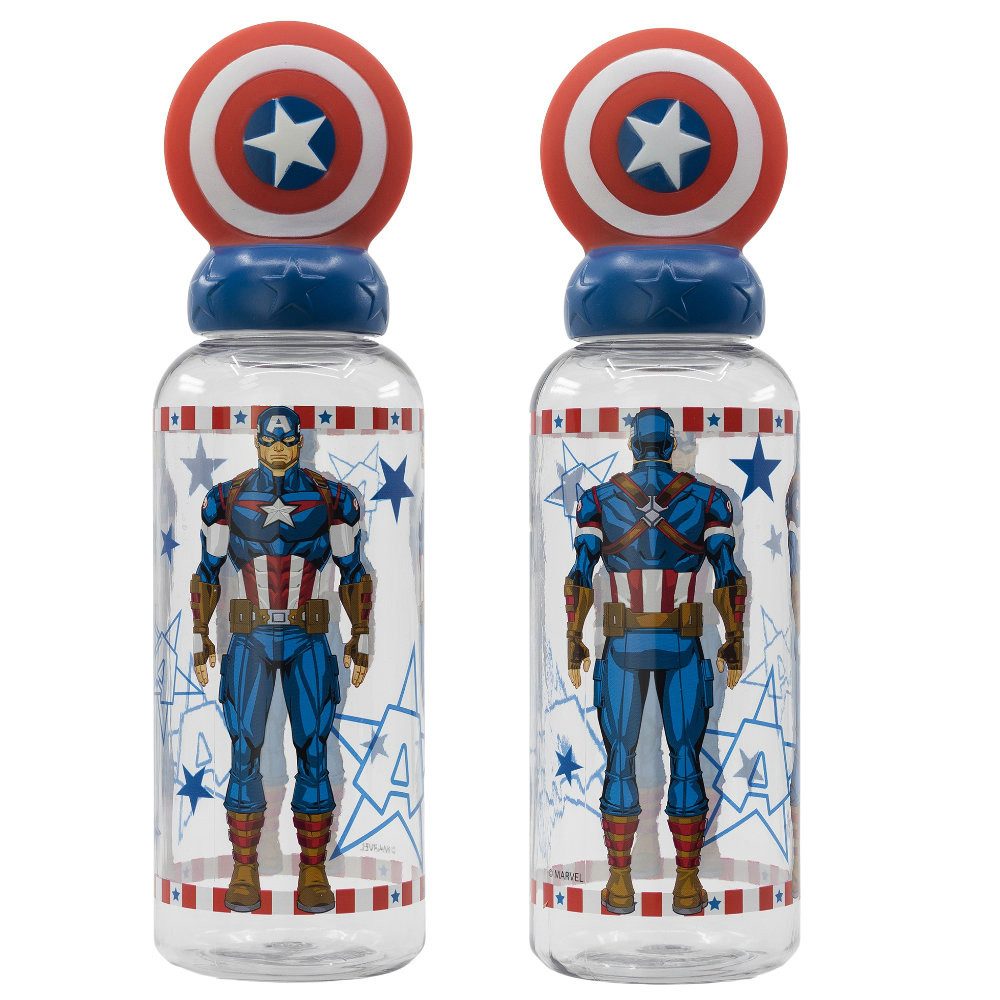 MARVEL Trinkflasche Marvel Avengers Captain America 3D Kopf Wasserflasche Flasche, 560 ml