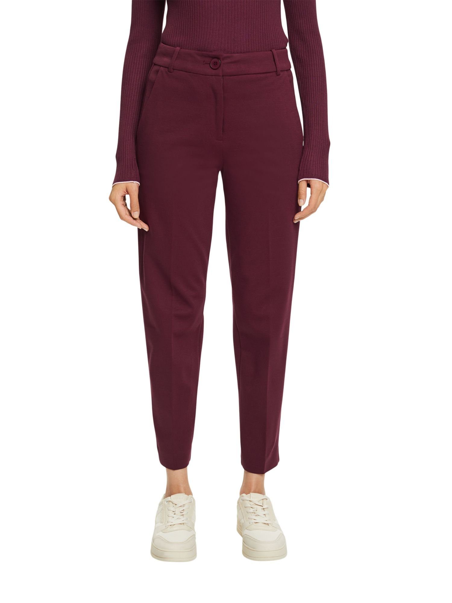 Esprit AUBERGINE Mix Pants PUNTO Tapered Match Stretch-Hose & Collection SPORTY