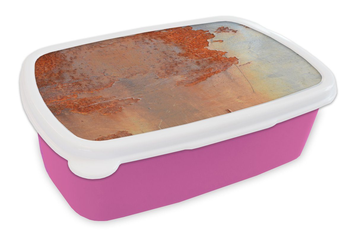 MuchoWow Lunchbox Rost - Gelb - Rosa, Kunststoff, (2-tlg), Brotbox für Erwachsene, Brotdose Kinder, Snackbox, Mädchen, Kunststoff