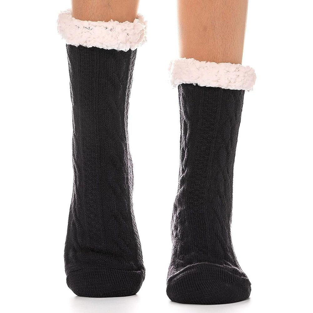 Juoungle Thermosocken Kuschelsocken Thermosocken Dicke Socken Weihnachtssocken Schwarz