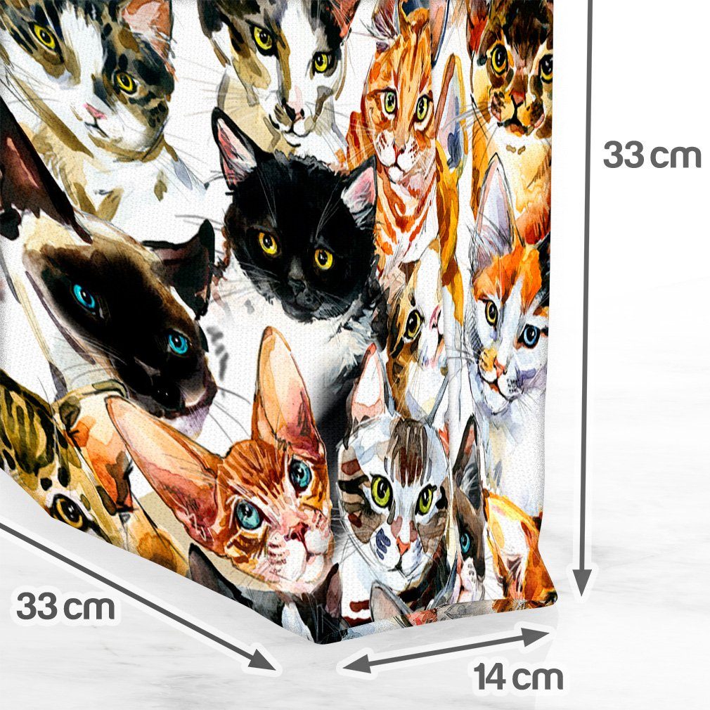 VOID Henkeltasche (1-tlg), Katzen Katze Haustier Spielzeug Gruppe katzen Haustiger Tiger Gemälde