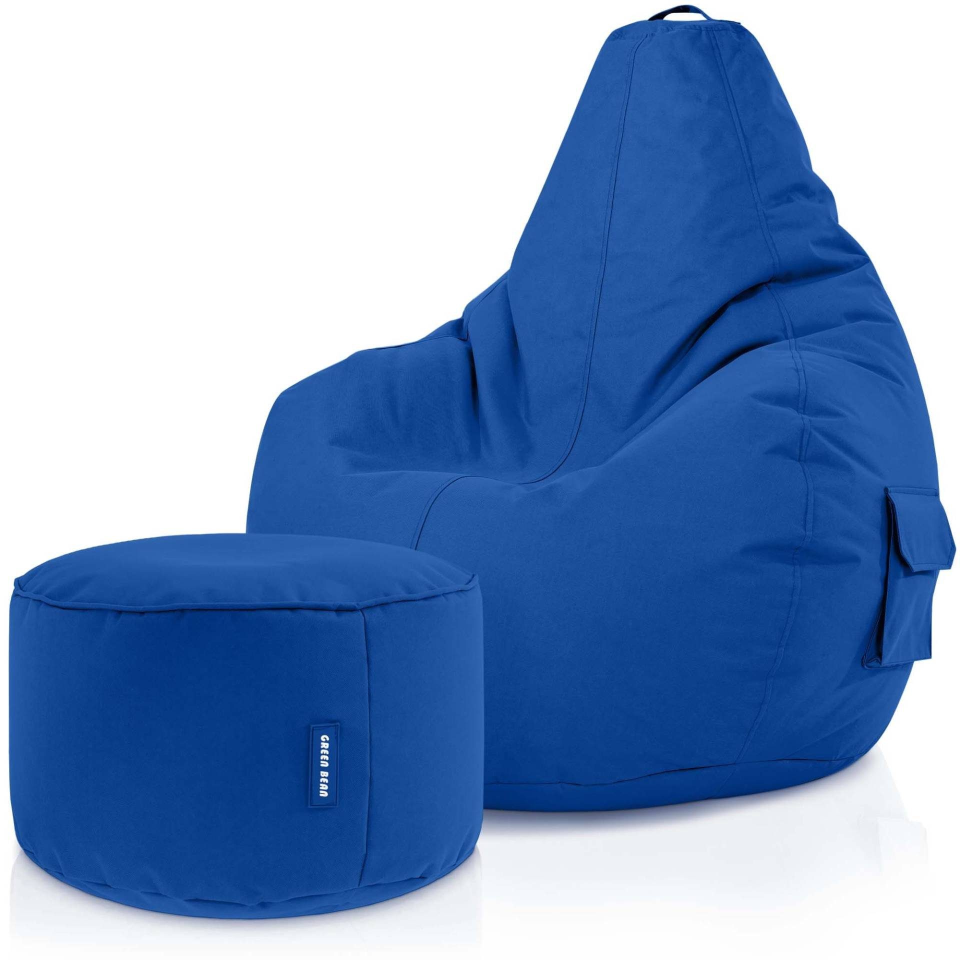 Green Bean Gaming Chair Cozy + Stay, Set Sitzsack mit Sitzhocker, Sitzkissen, Relax-Sessel Blau