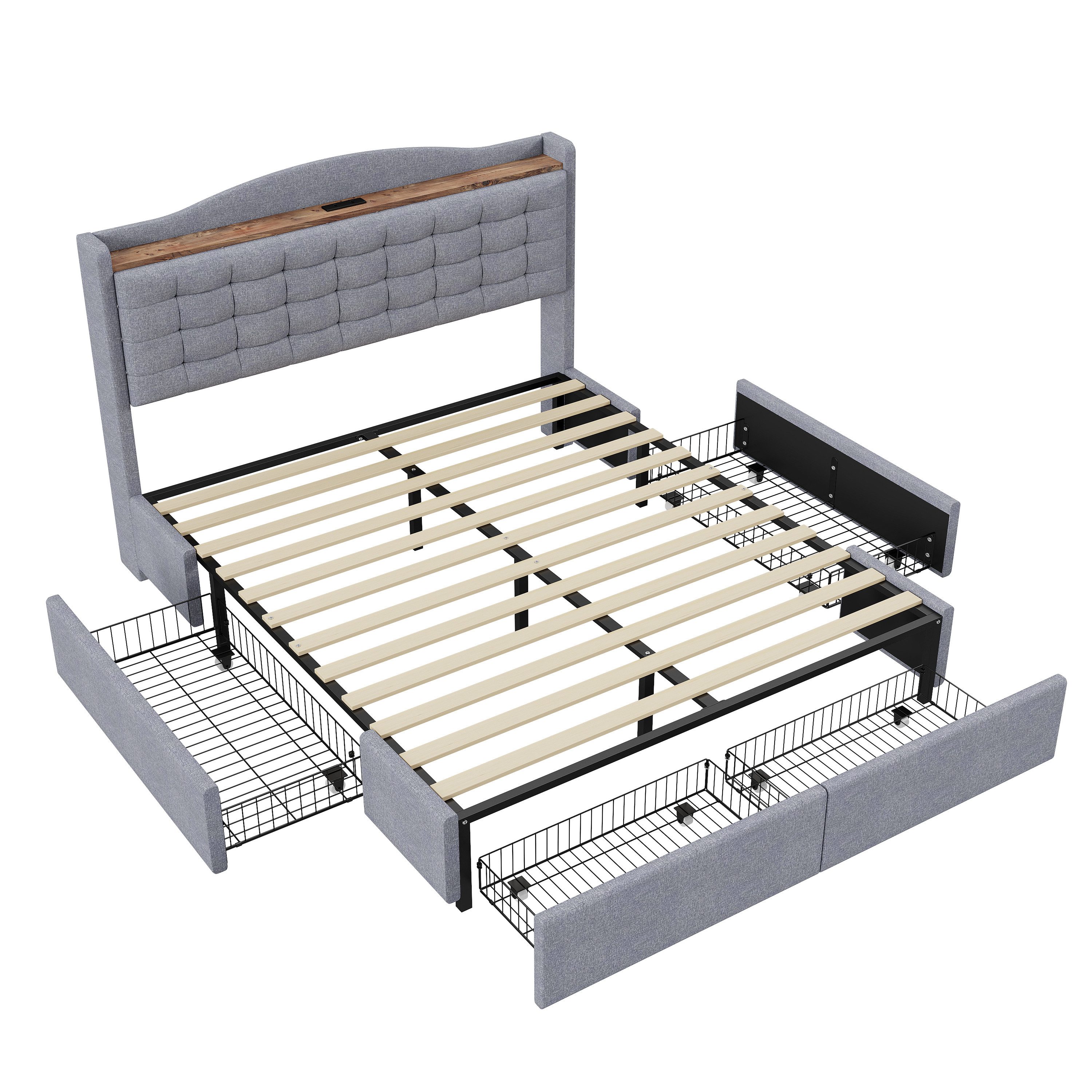 Furnishings Home Stauraumbett Polsterbett LED Doppelbett günstig online kaufen