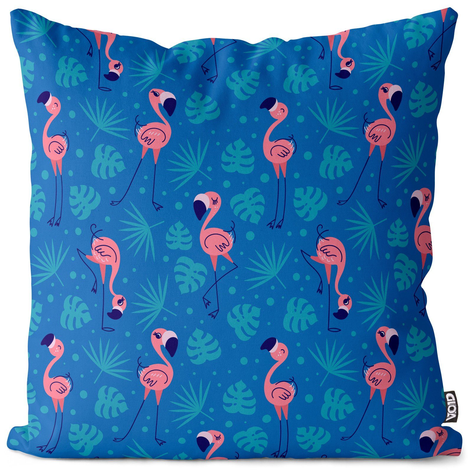 Kissenbezug, VOID (1 Stück), Sofa-Kissen Flamingo Palmen blau Kissenbezug Urlaub Reise Pool gestreift Sommer Tiere Muste