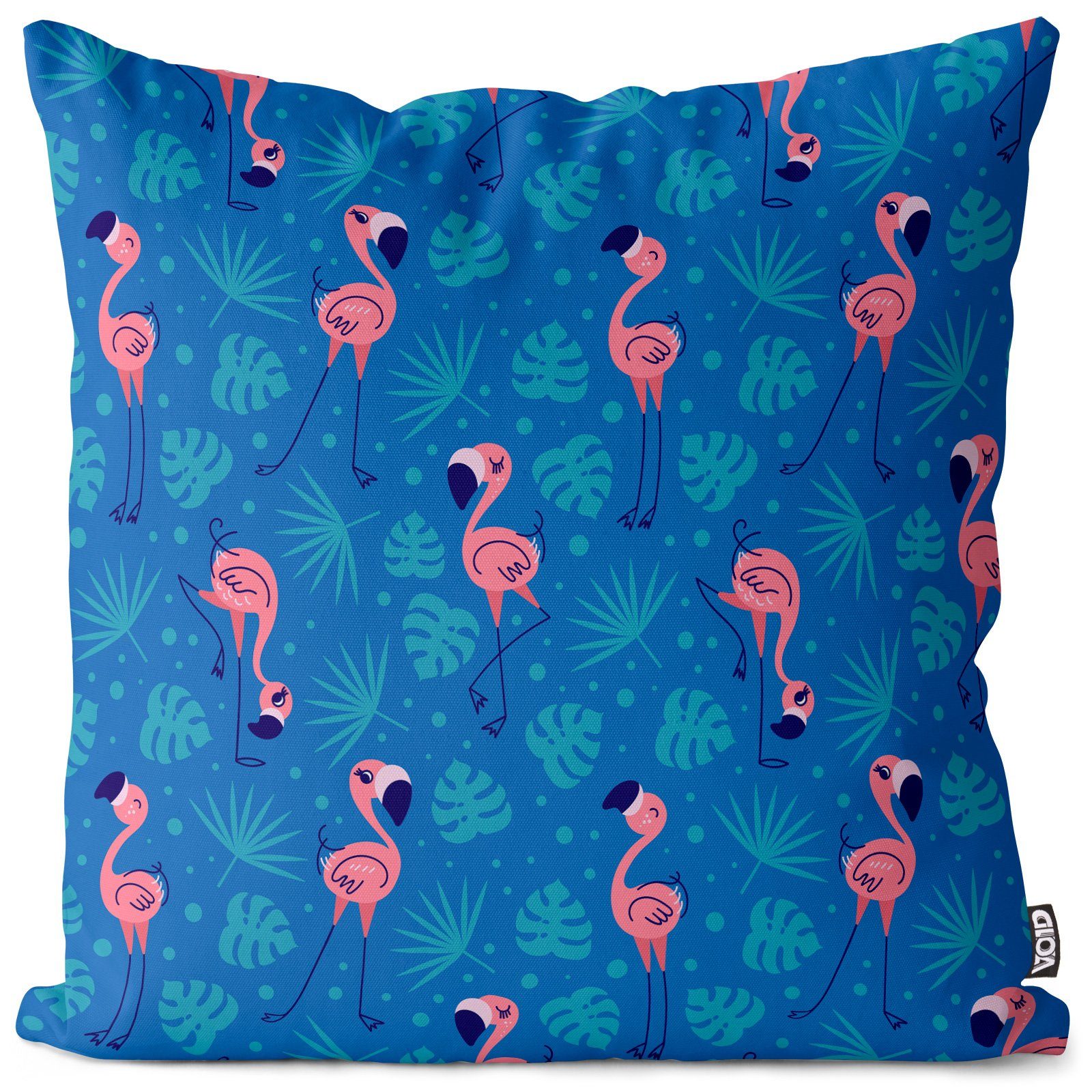 Flamingo Muste Pool Stück), Kissenbezug VOID Kissenbezug, Urlaub gestreift Sommer Palmen Tiere Sofa-Kissen blau (1 Reise