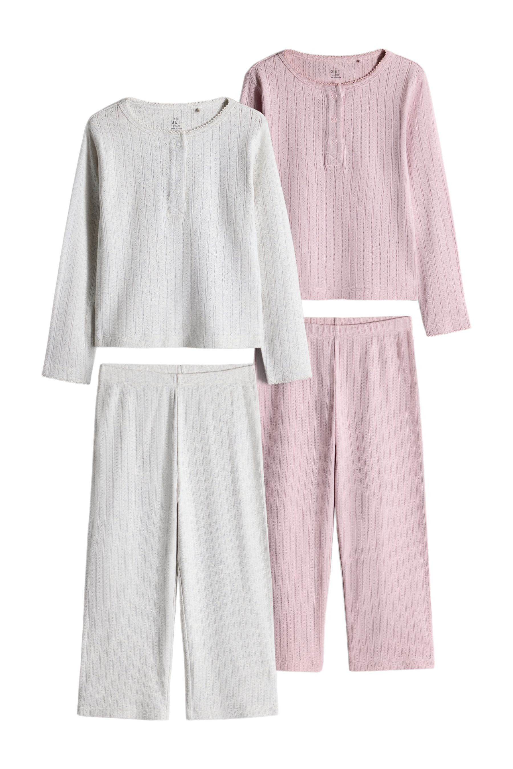 The Set Pyjama The Set Schlafanzug Langarmtop + Hose, 2er-Pack (4 tlg)