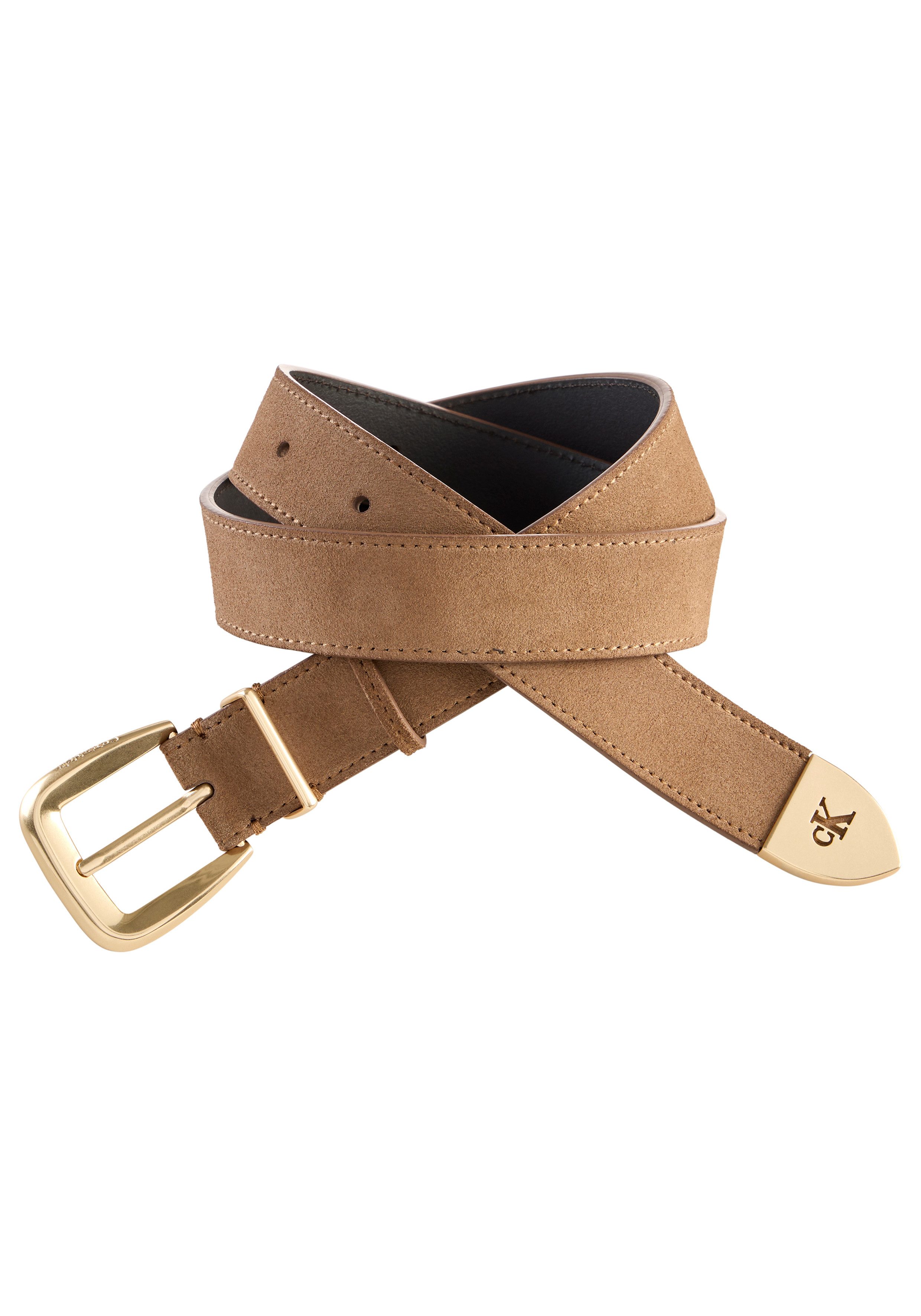 Calvin Klein Ledergürtel HW END TIP BUCKLE SUEDE 30MM Wildleder, Metallschließe, Größenverstellbar