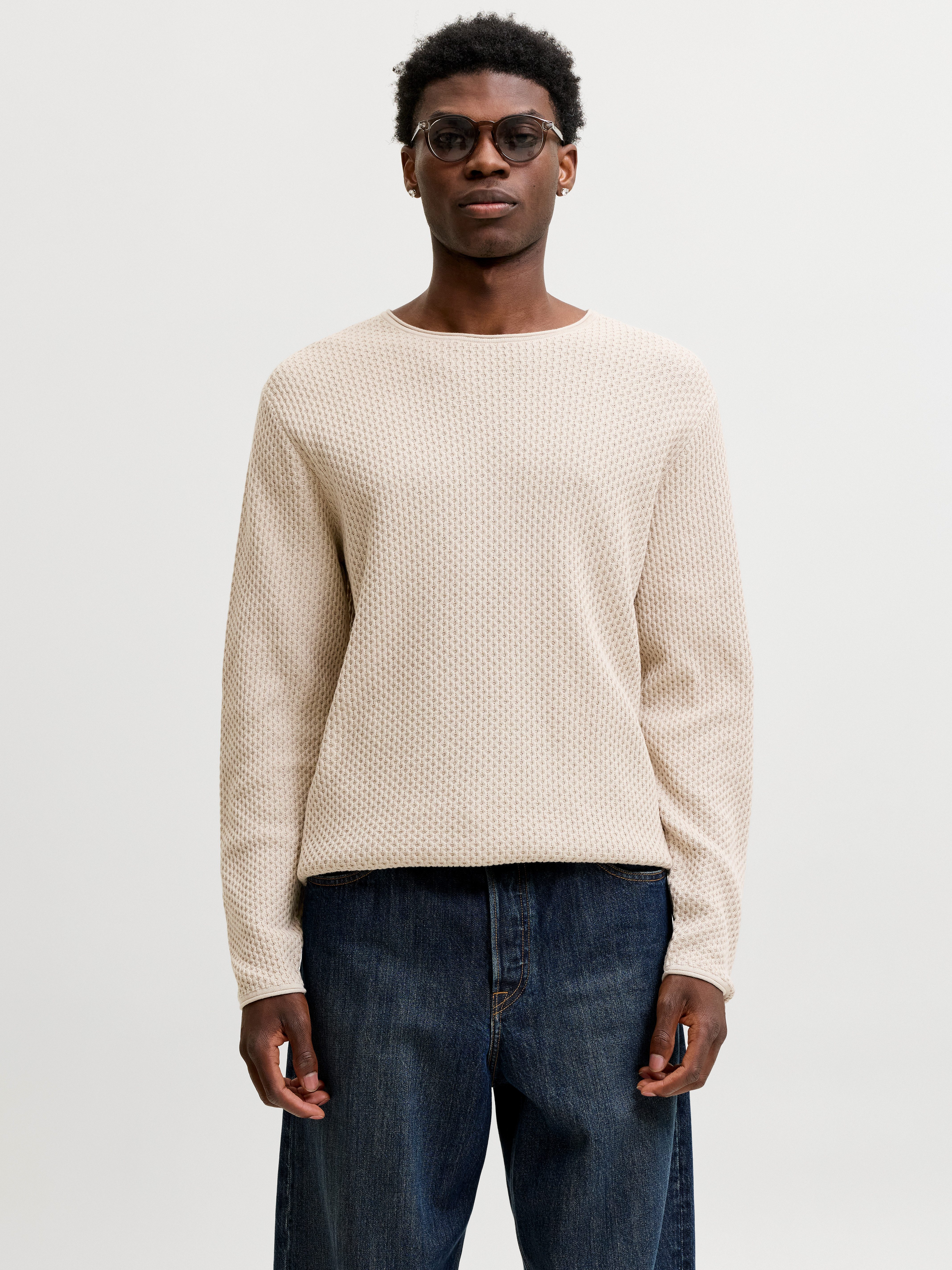 Jack & Jones Rundhalspullover JPRBLUMASON KNIT CREW NECK SN Baumwolle, regular fit