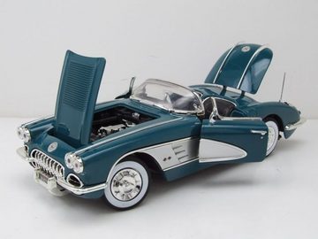 Motormax Modellauto Chevrolet Corvette Cabrio C1 1958 dunkelgrün metallic Modellauto 1:18, Maßstab 1:18