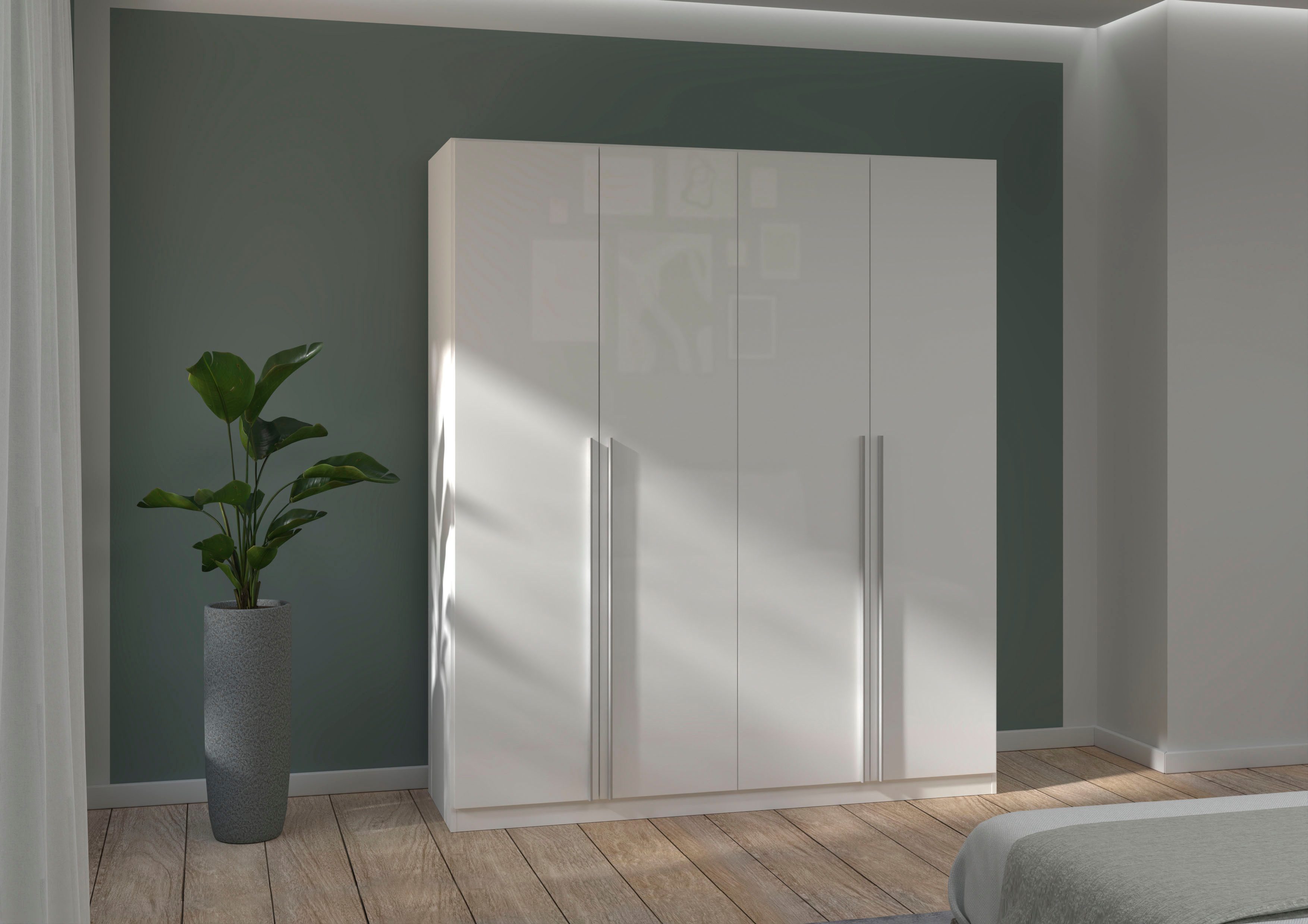 rauch Kleiderschrank Schrank Drehtürenschrank Ankleide Garderobe Schlafzimmerschrank LORCA (Breiten: 181/271 cm, Höhe: 210 cm) mit langen Griffstangen, elegante Hochglanz-Front MADE IN GERMANY