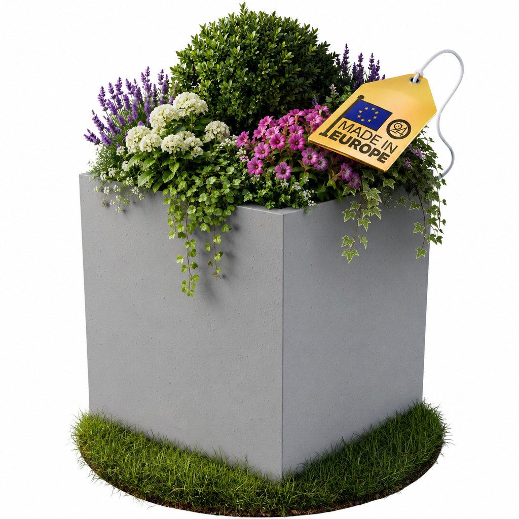 ONDIS24 Blumenkasten Ondis24 Pflanzkübel Vulkan Pierre 50 (1 St), 50x50x50 cm, in Vulkanstein/Basalt-Optik mit Wasserspeicher