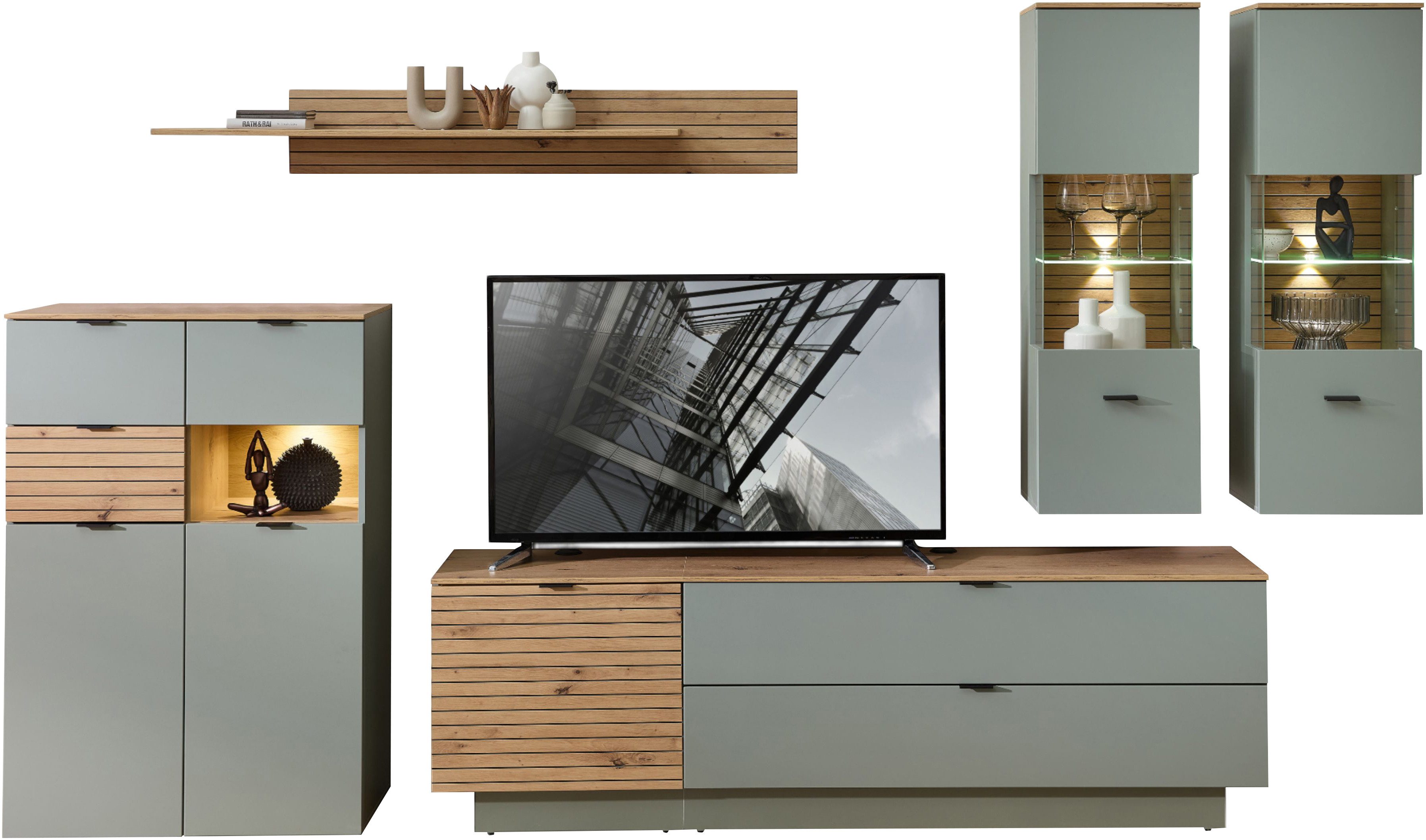 Innostyle Wohnwand Ina Wohnwand, 340x200x44 cm (B/H/T), (6-St)