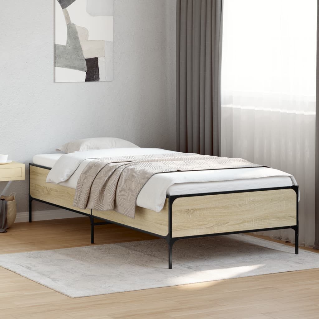 Bettgestell Bett Sonoma-Eiche 193 x 78 x 44 cm mit Metallbeinen