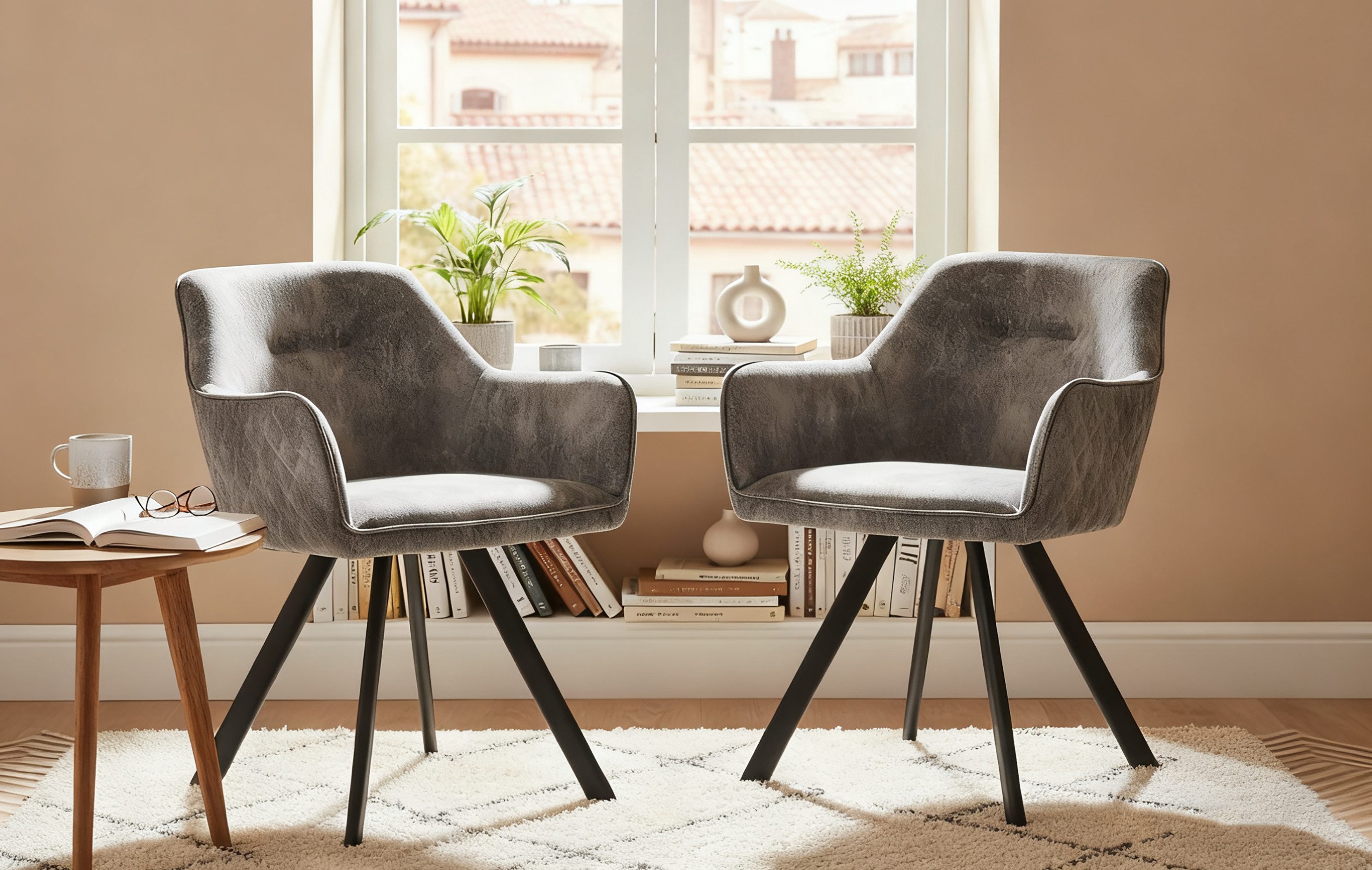 B&D home 4-Fußstuhl CYRUS (mit Armlehnen, 2 St), gepolstert, mit Armlehnen günstig online kaufen