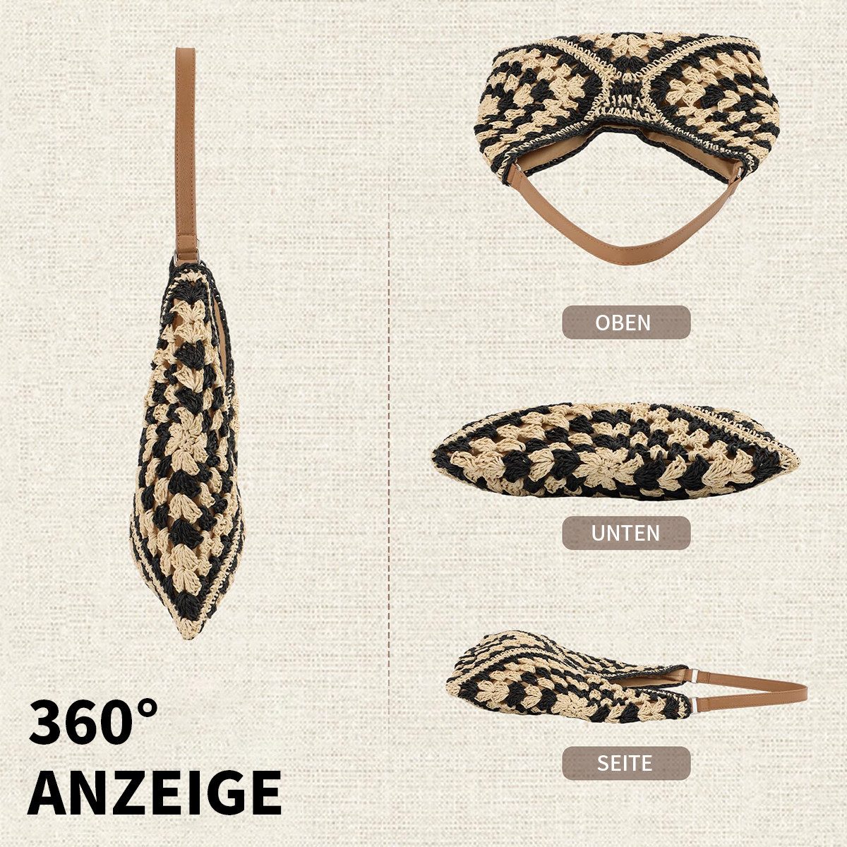 MOPUEA Strandtasche Strohtasche Strandtasche für Damen, Boho Stroh Schultertaschen (Katzenhängematte für Fenster mit sicherer Saugnapfhalterung, Platzsparender Fensterplatz zum Schlafen und Beobachten), Atmungsaktiv, robust, waschbar und einfach montierbar