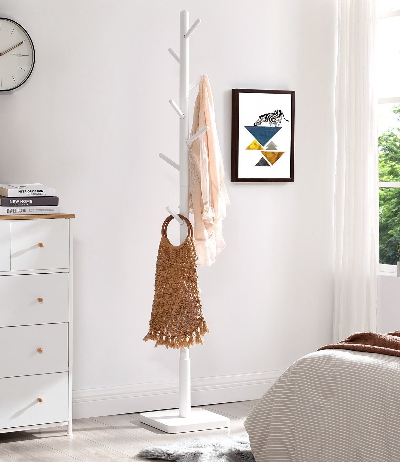 VASAGLE Garderobenständer Kleiderständer, Massivholz, 30 x 30 x 175 cm günstig online kaufen