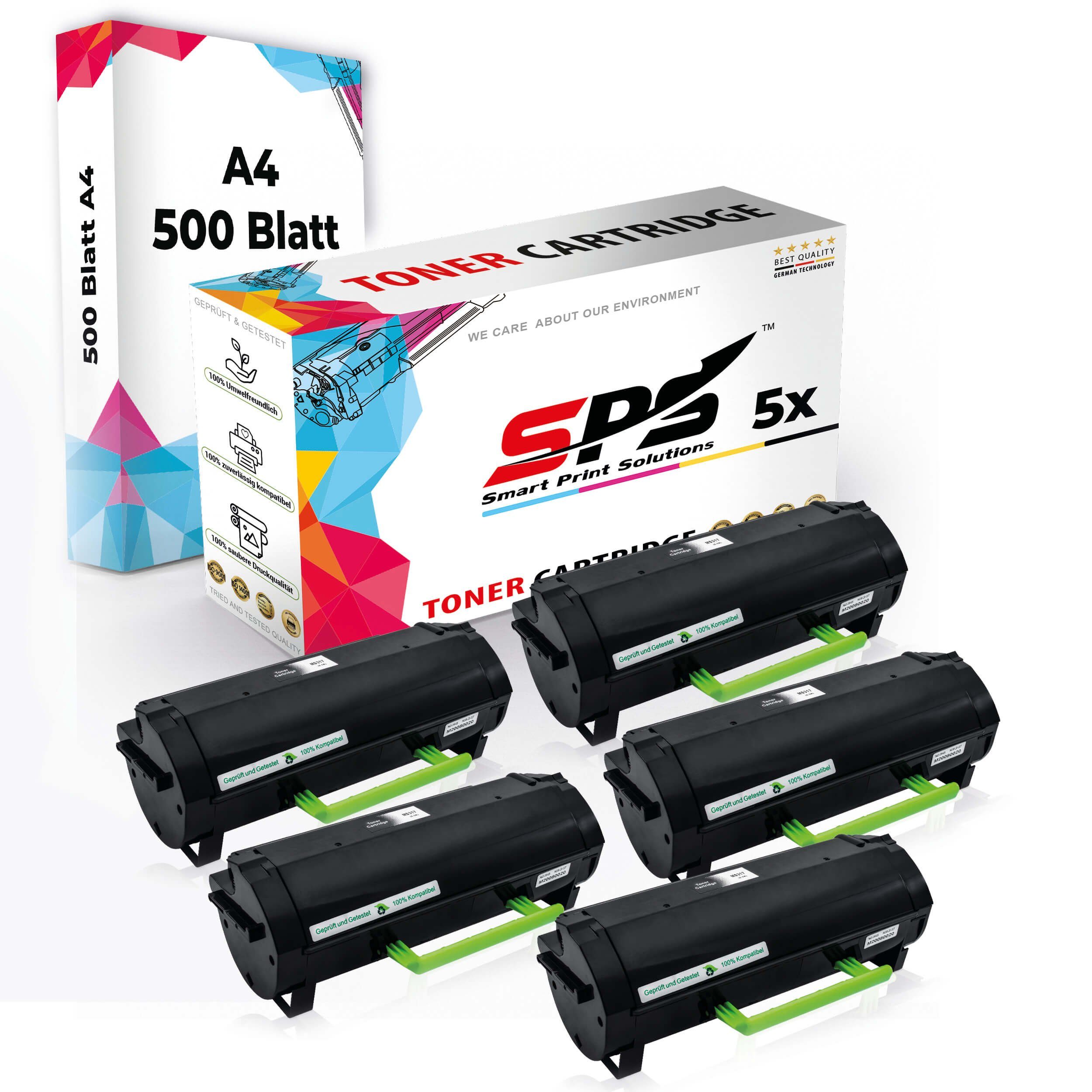 SPS Tonerkartusche Druckerpapier A4 + 5x Multipack Set Kompatibel für Lexmark MS 617 dhn, (5er Pack)