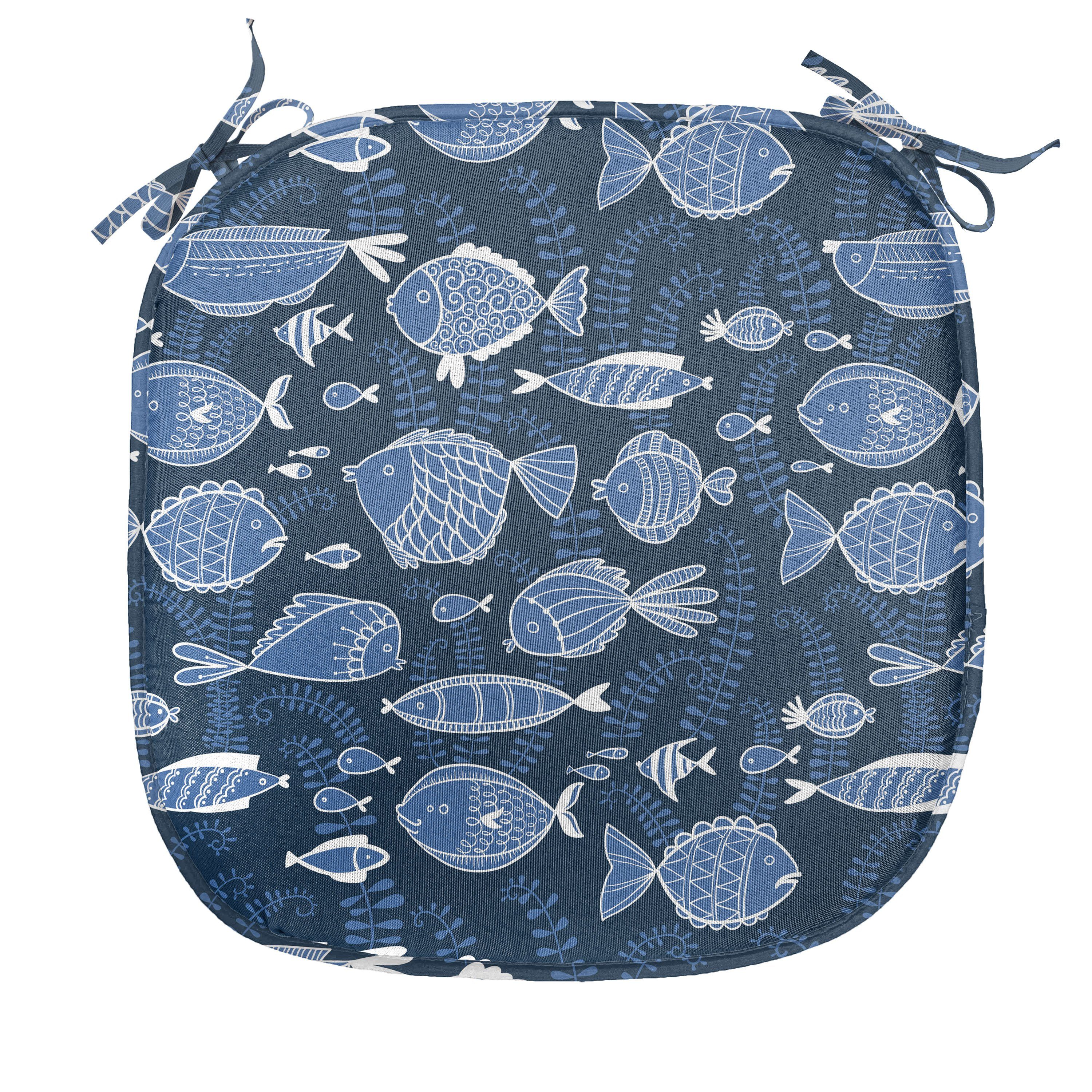 Ozean Moss wasserfestes Stuhlkissen Dekoratives Kissen Fisch Tropic für Küchensitze, Riemen Leaves mit Abakuhaus
