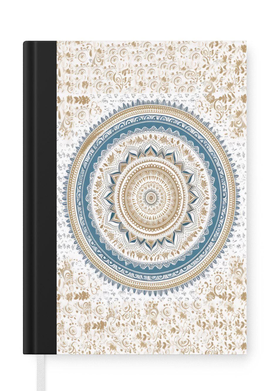 MuchoWow Notizbuch Mandala - Blau - Bohème - Weiß - Design, Journal, Merkzettel, Tagebuch, Notizheft, A5, 98 Seiten, Haushaltsbuch