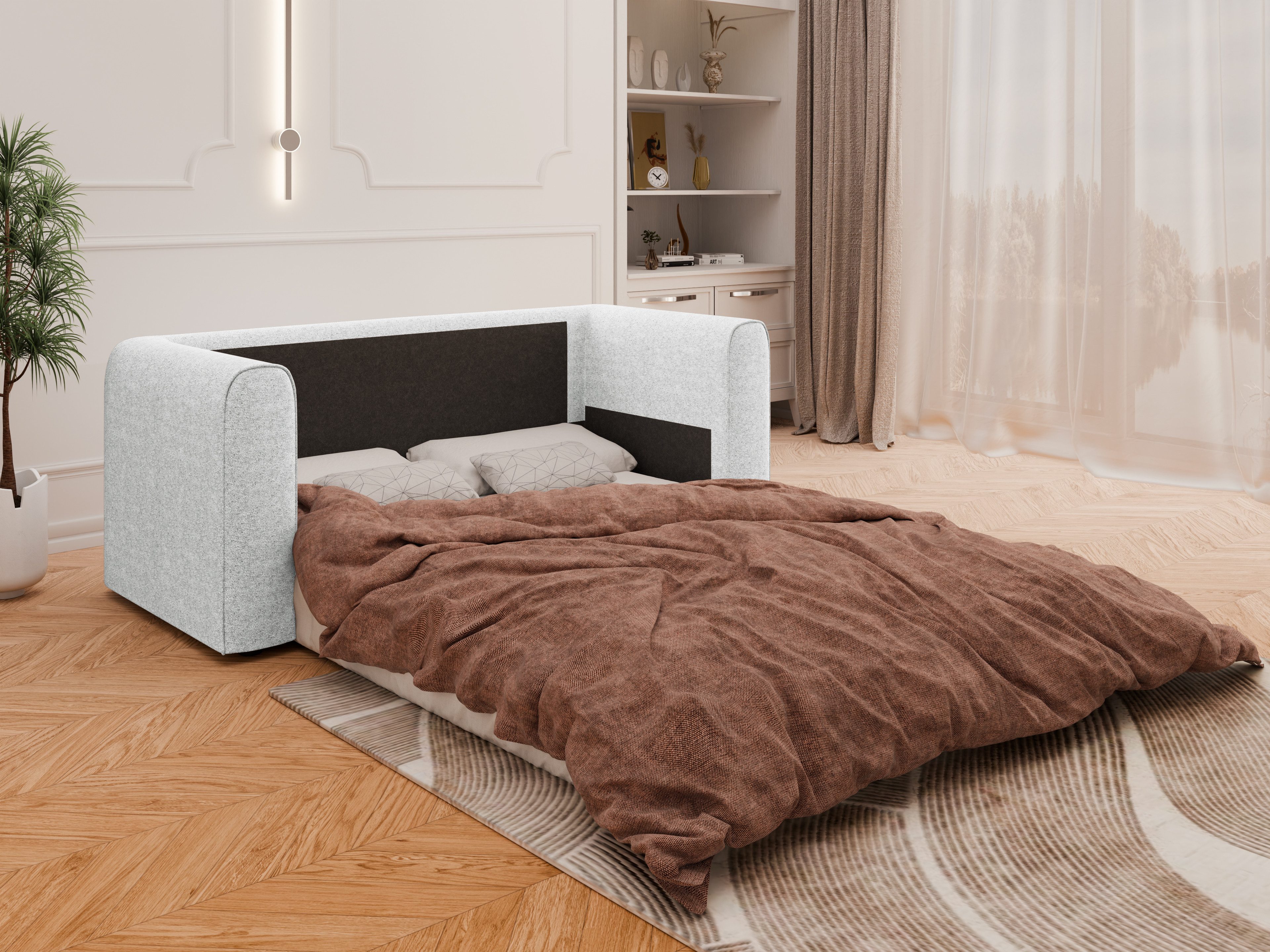 Homesy Schlafsofa Arelis – Moderne 2-Sitzer Sofa mit Bettfunktion, Bestseller, Platzsparendes Sofa mit Gästebettfunktion