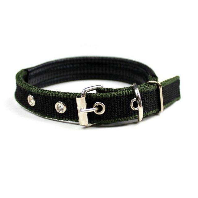 AVADI Hunde-Halsband “HBP”, Stoff + Leder, Hundehalsband mit Polsterung Halsband für alle Hunde – S / M / L
