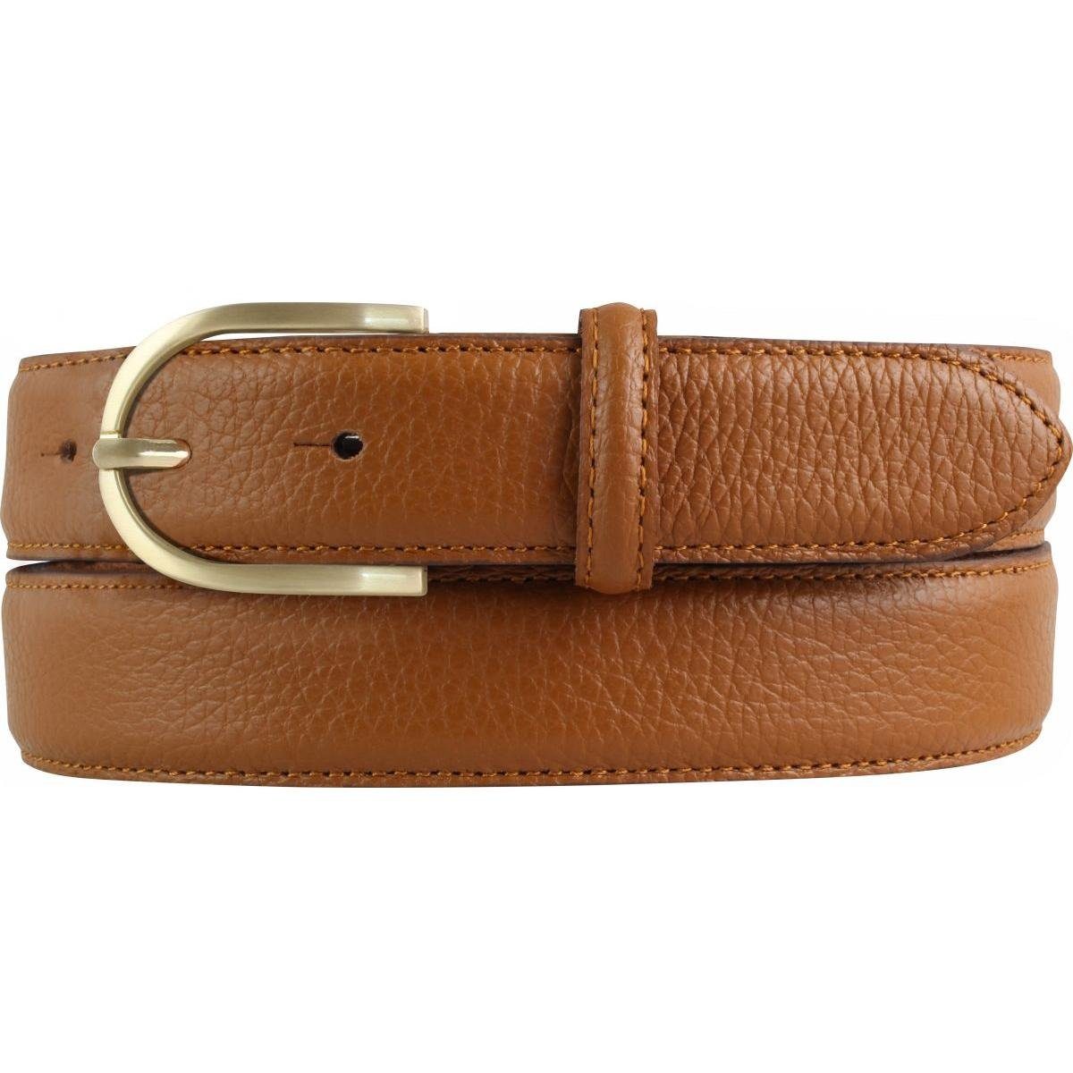 BELTINGER Ledergürtel Italienischer mm Gold Chinogürtel, Hosengürt Damen-Gürtel, Tabac, breit, 30 Damen