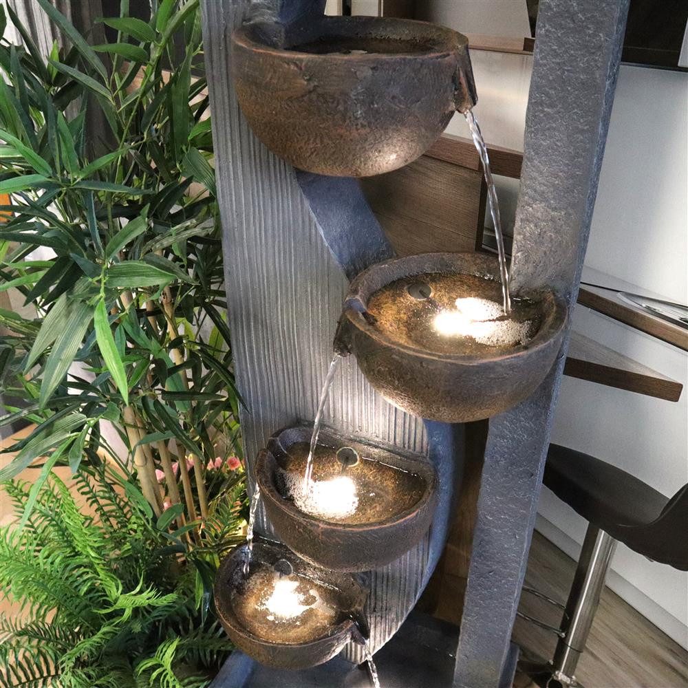 Wacredo Gartenbrunnen Premium Wasserspiel Komplettset Malaysia, Wasserbecken BxT: 41.5x27.5 cm, Gesamtmaße: 41,5 x 27,5 x 124,5cm (L x B x H) – Bild 3 von 5