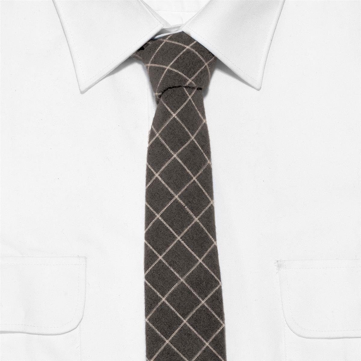 DonDon festliche 1-St., gestreift, Krawatte Krawatte Baumwolle, braun Büro Streifen oder Veranstaltungen kariert Herren 6 oder Krawatte) für oder Karos mit cm kariert 1x (Packung,